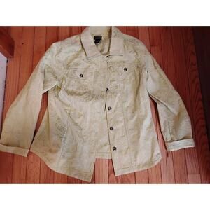 Vintage Chico’s Light Green Embroidered Button Down Light Jacket Size 2 (Medium)